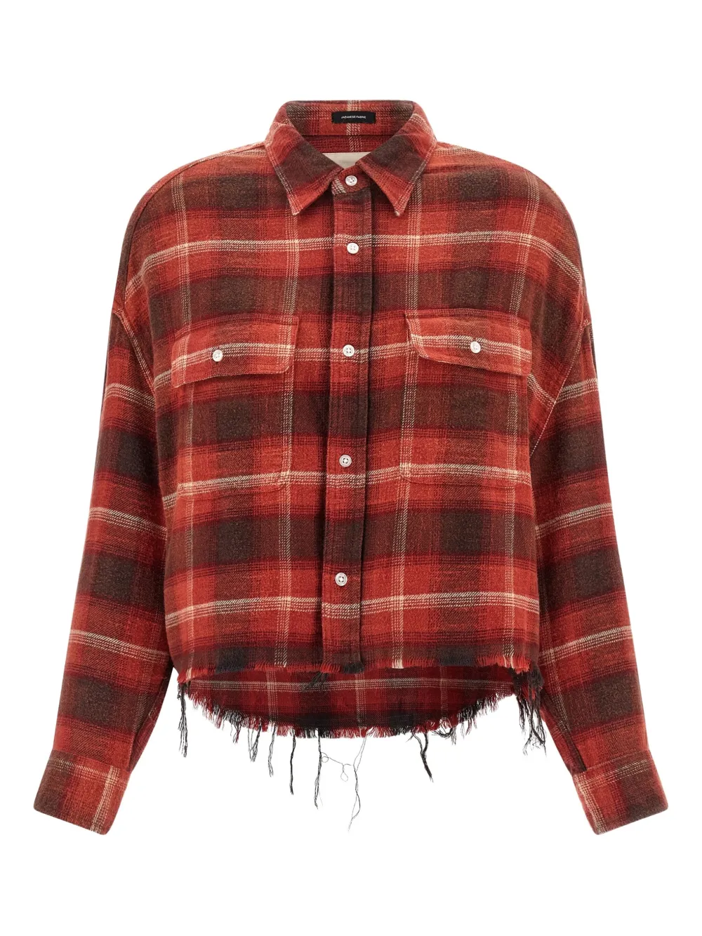 R13 frayed check-pattern shirt | Red | Image 1