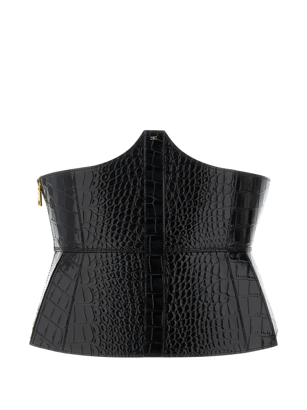 Elisabetta Franchi Crocodile-effect Bustier Belt In Black