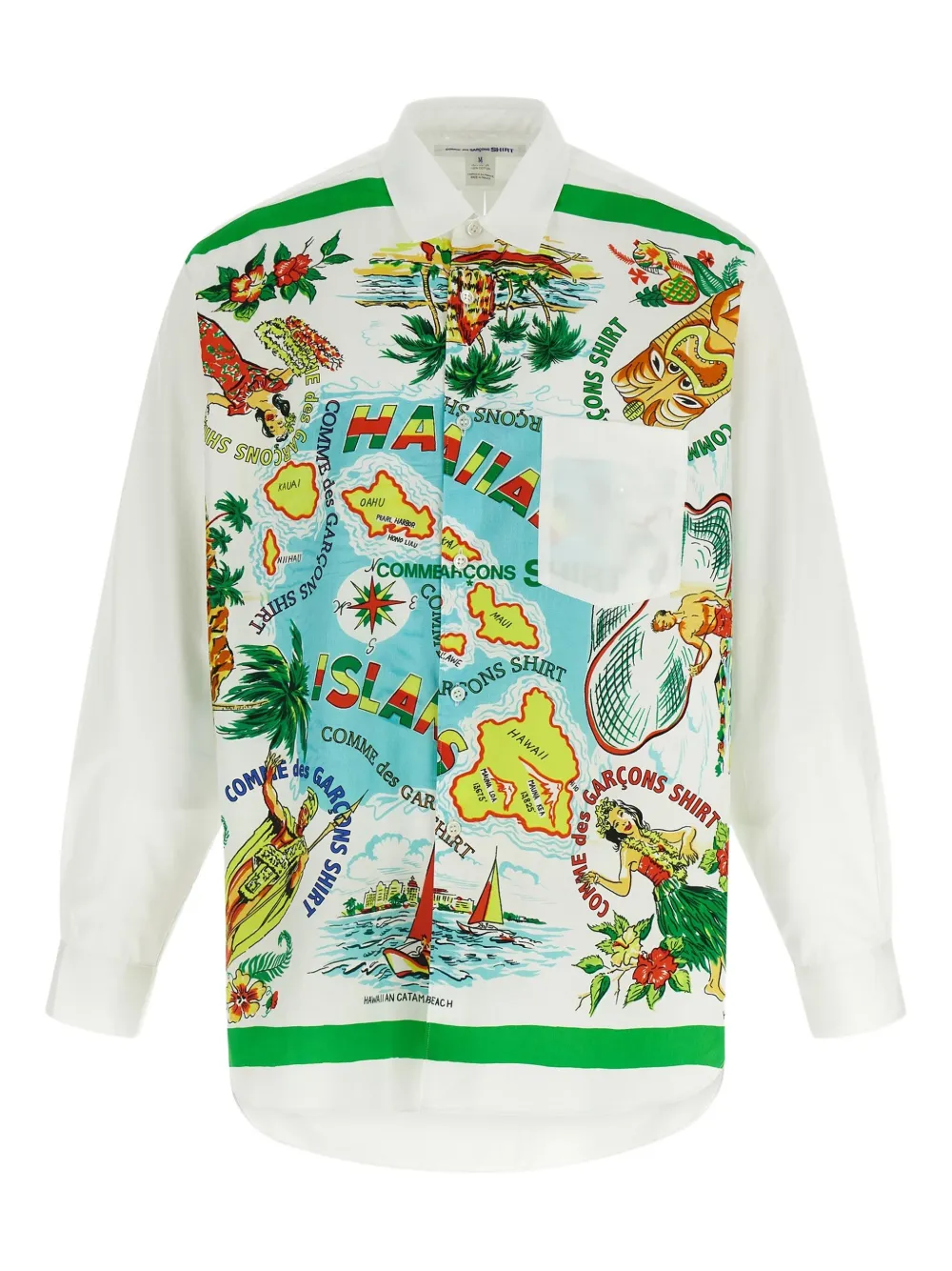 Comme Des Garçons Shirt island-print poplin shirt | White | Image 1