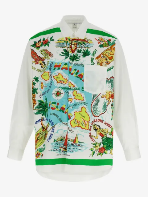 Comme Des Garçons Shirt island-print poplin shirt