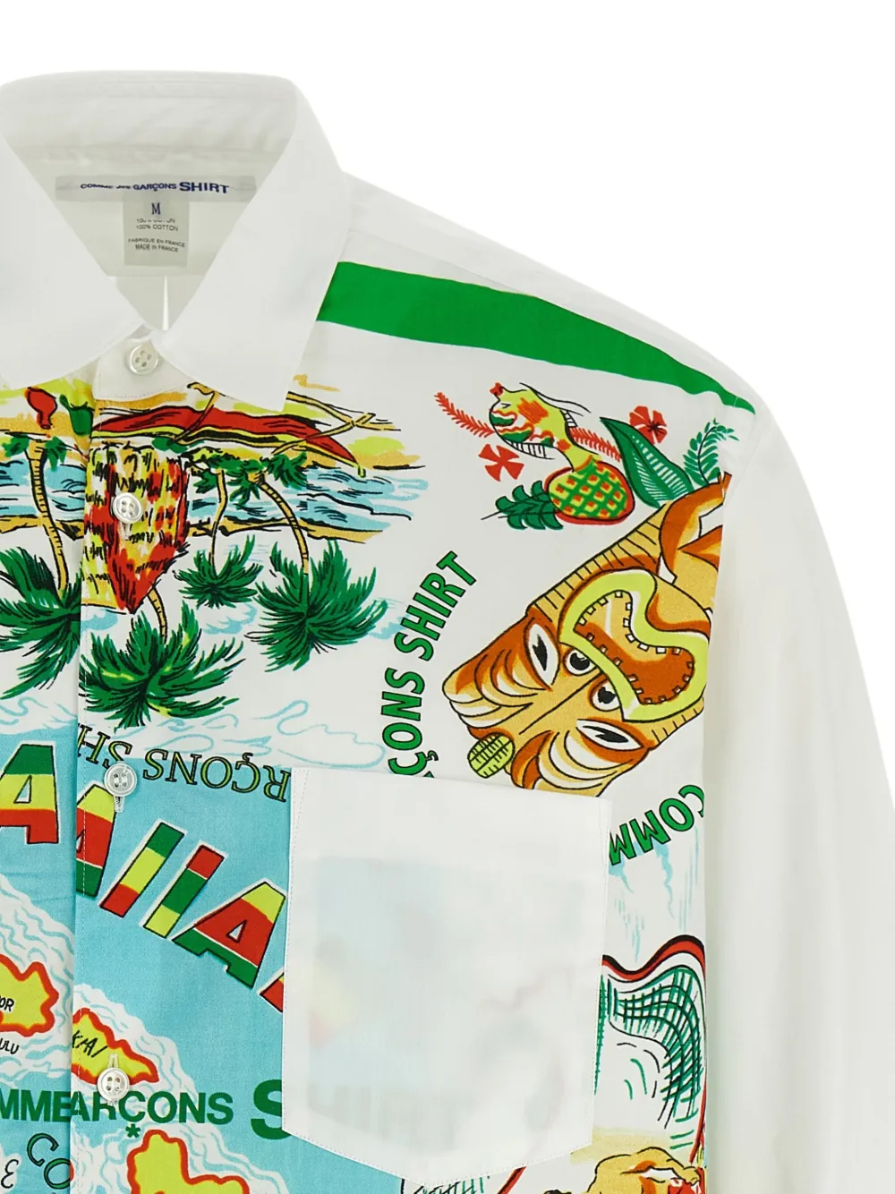 Comme Des Garçons Shirt Popeline overhemd met eilandprint Wit