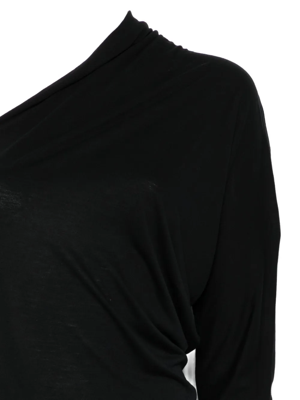 Rick Owens One Shoulder Long Sleeve Fitted Top In Black