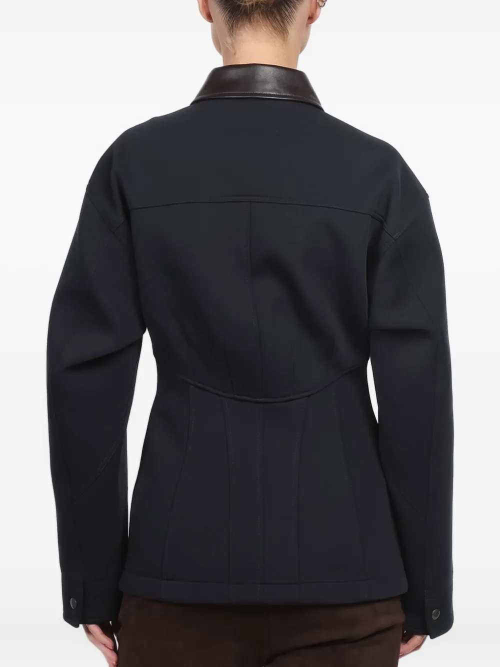 Tibi Contrast-collar Zip-up Jacket In Blue