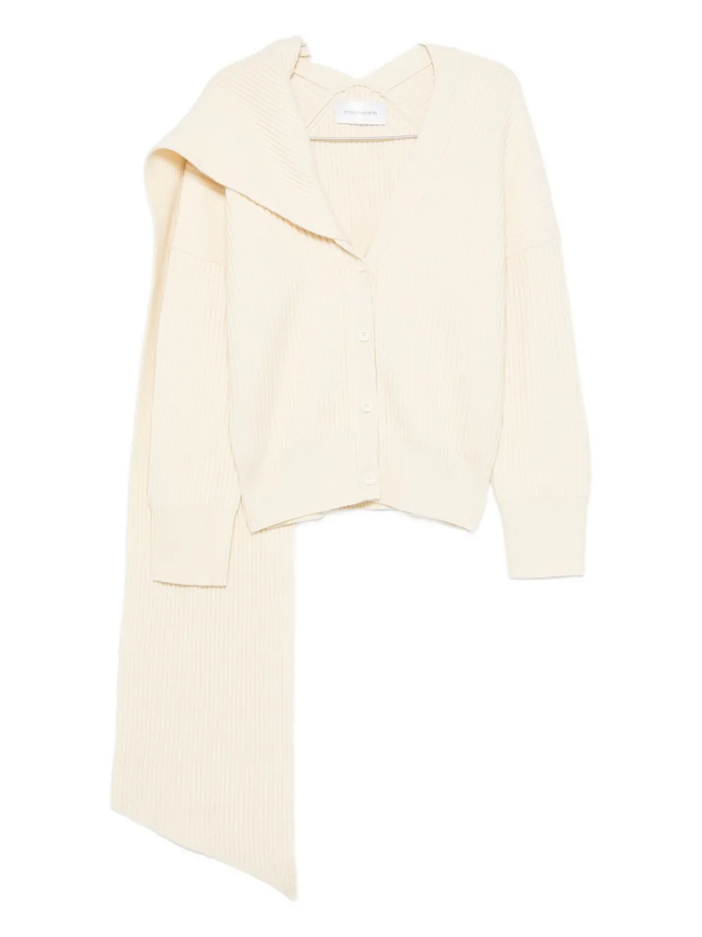 Christian Wijnants ribbed scarf-attached cardigan - ニュートラル Christian Wijnants ribbed scarf-attached cardigan - ニュートラル