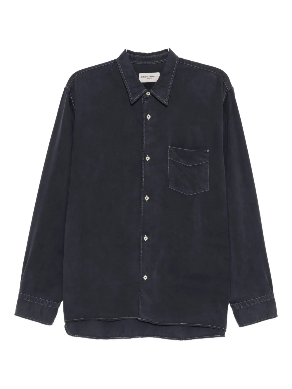 Officine Generale dye contrast stitched shirt | Blue | Image 1