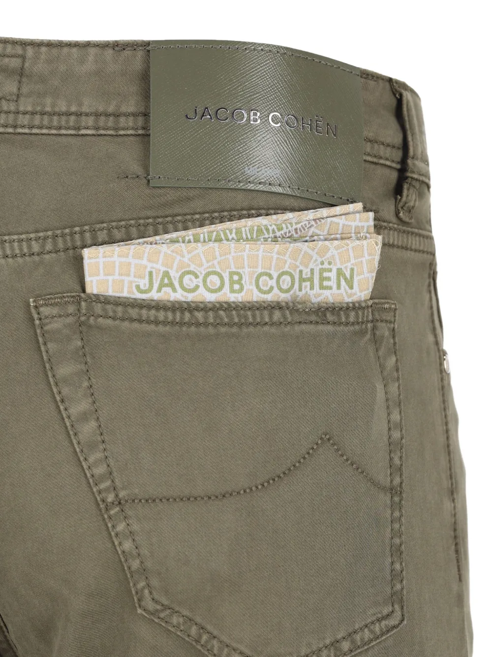 Jacob Cohën Broek met vijf zakken en logopatch Groen