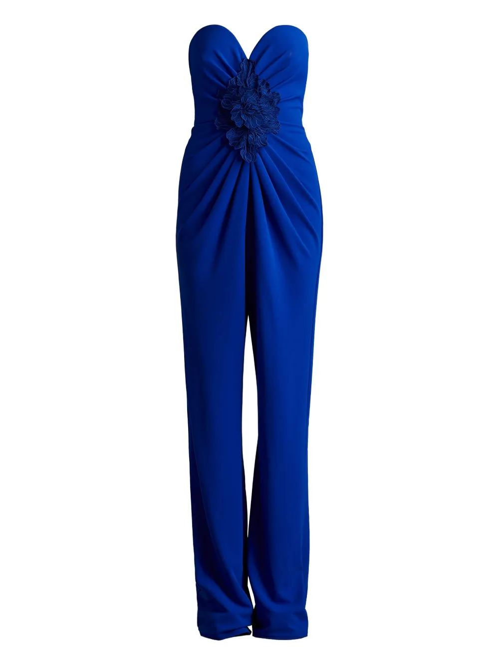 Tadashi Shoji strapless flower-embellished jumpsuit | Blue | Image 1