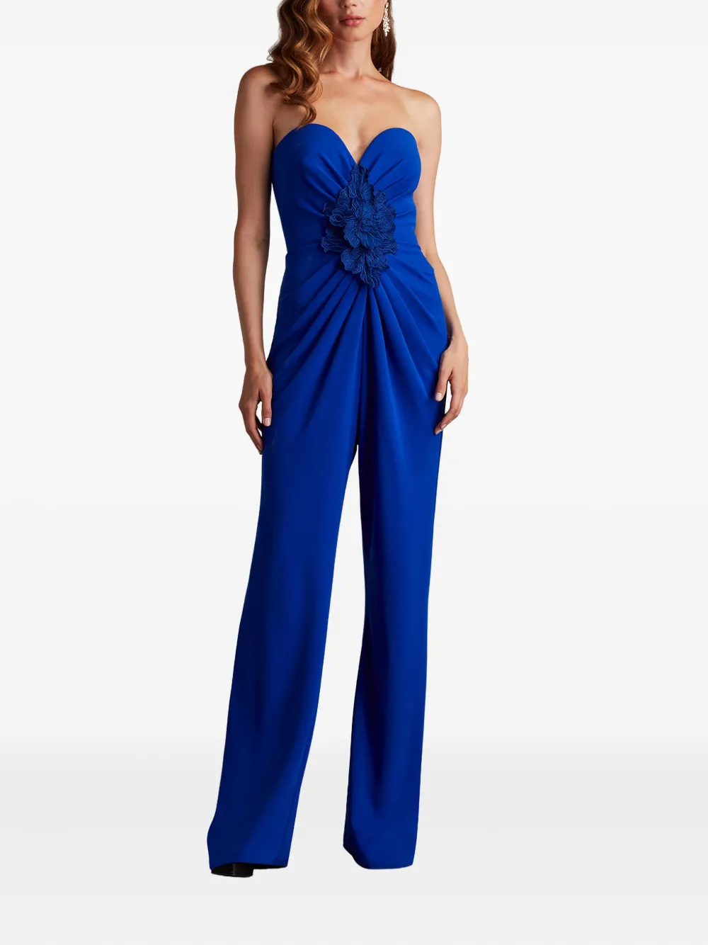 Tadashi Shoji Strapless jumpsuit verfraaid met bloemen - Blauw