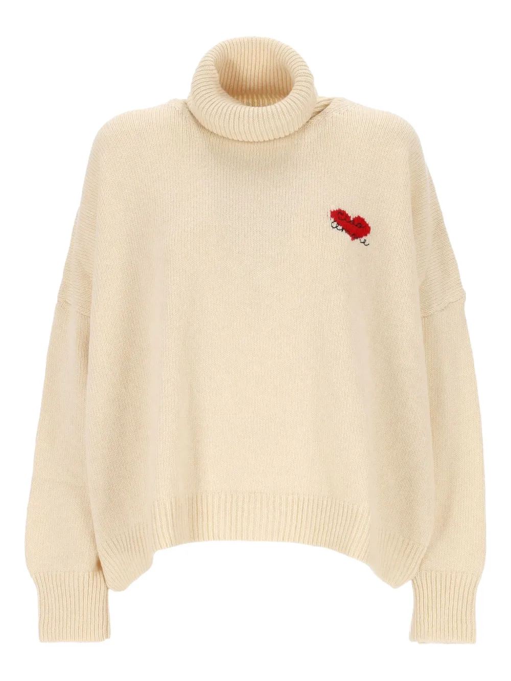 Giada Benincasa Heart-embroidered Turtleneck Sweater In Neutral