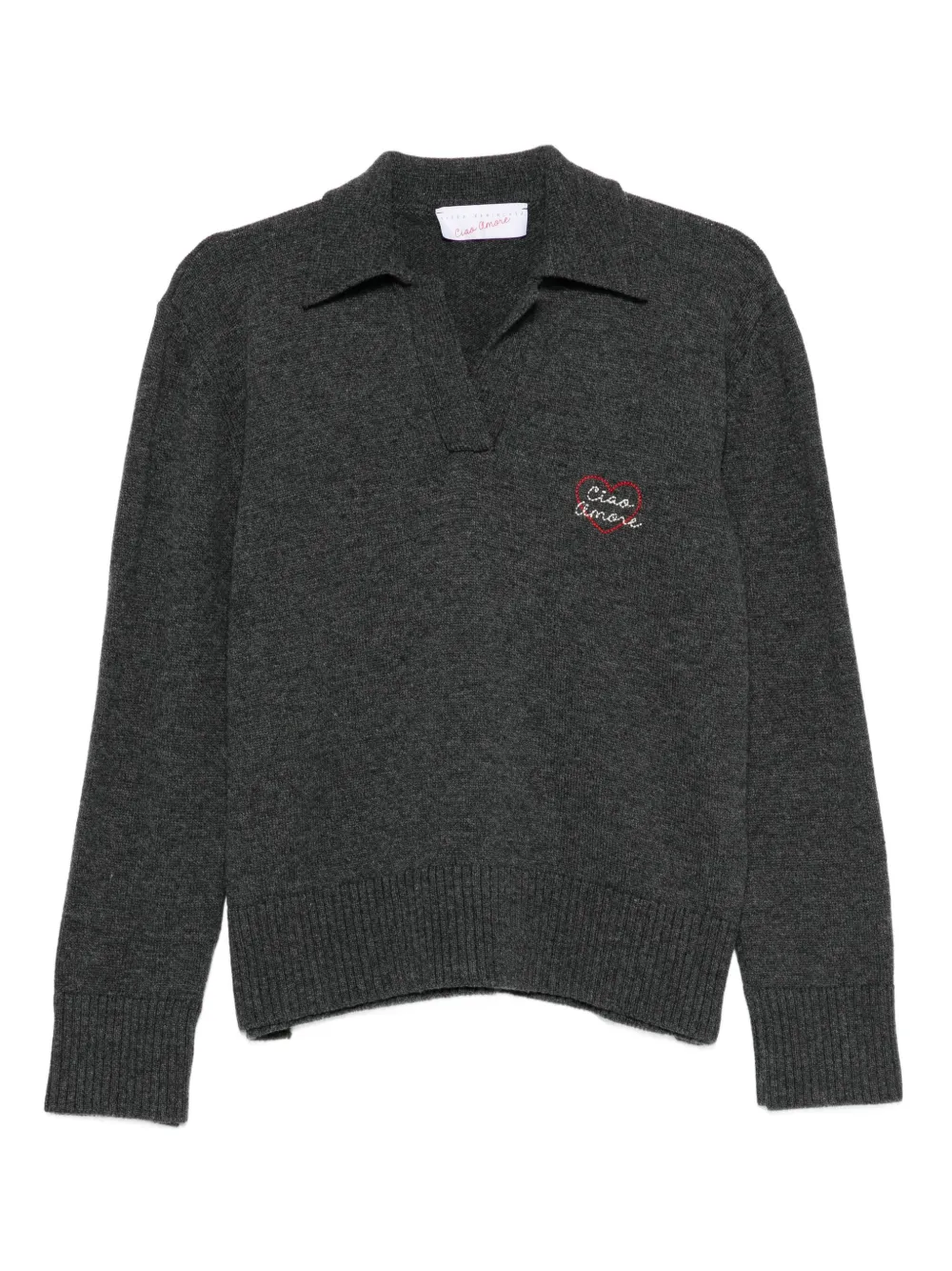 Giada Benincasa embroidered knitted polo shirt | Grey | Image 1