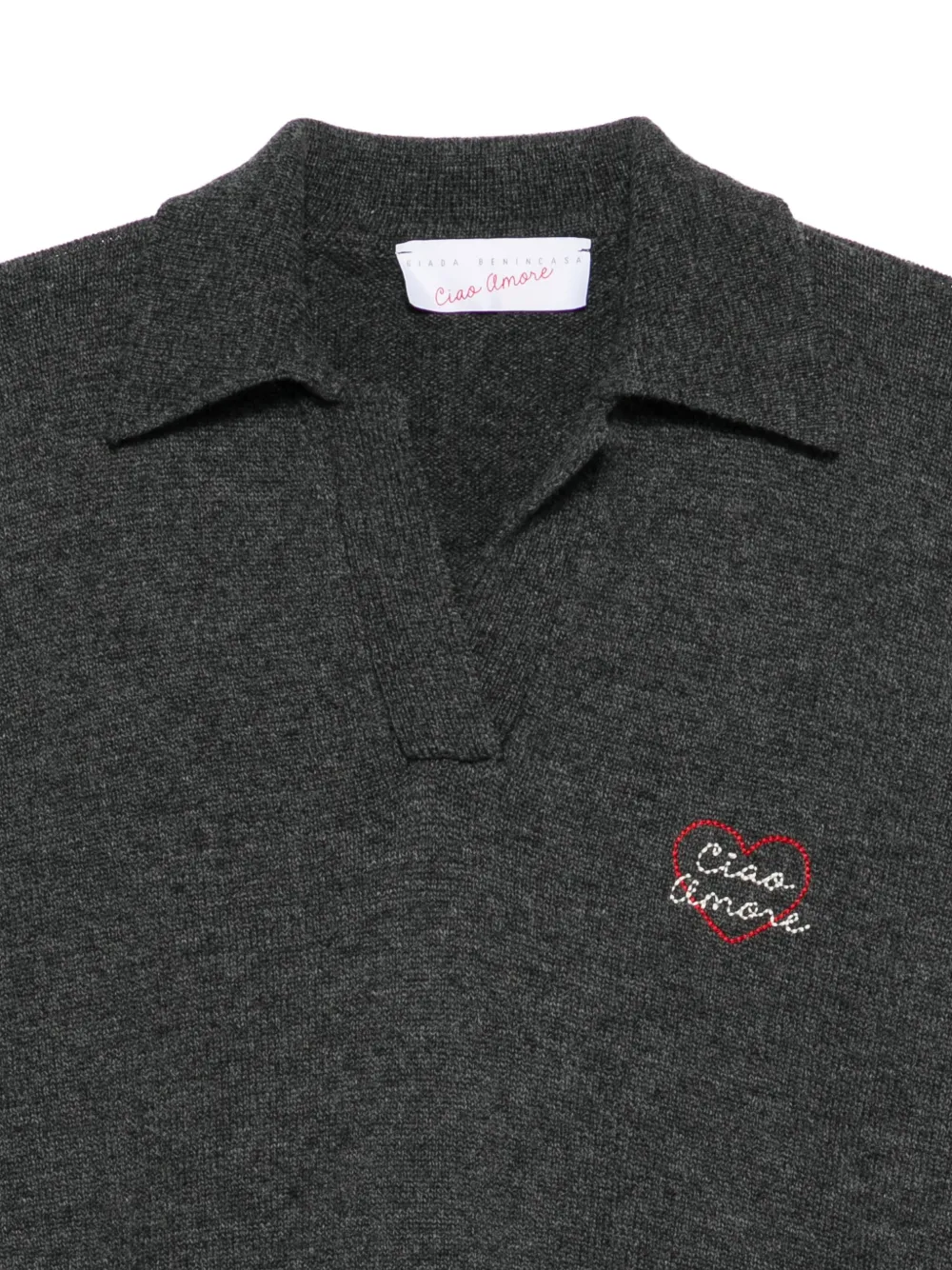 Giada Benincasa Gebreid poloshirt met borduurwerk Grijs