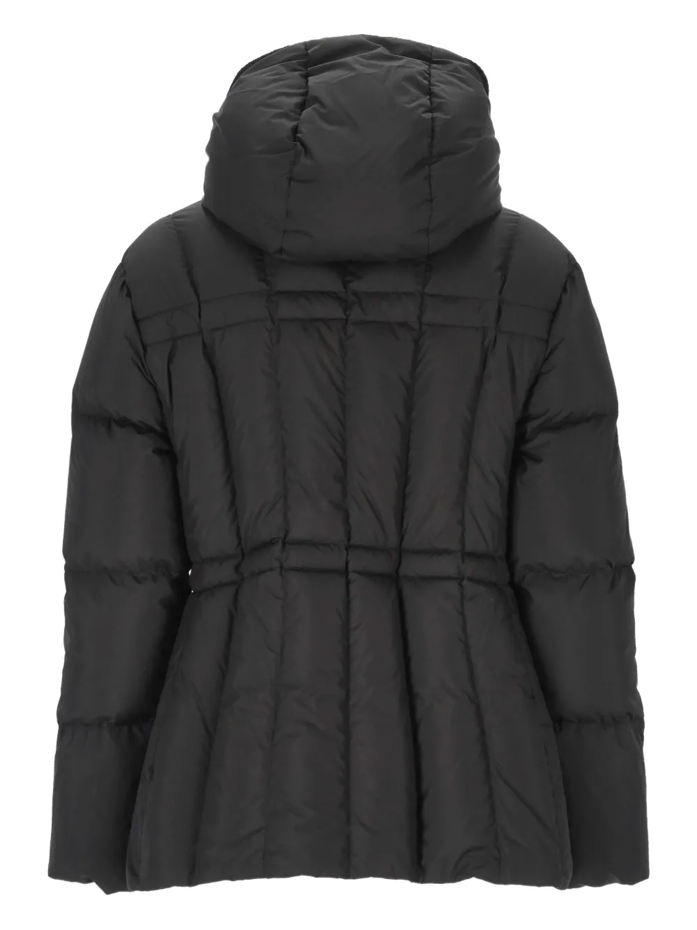 Moncler Estom Vertical-quilted Hooded Short Down Jacket In Black