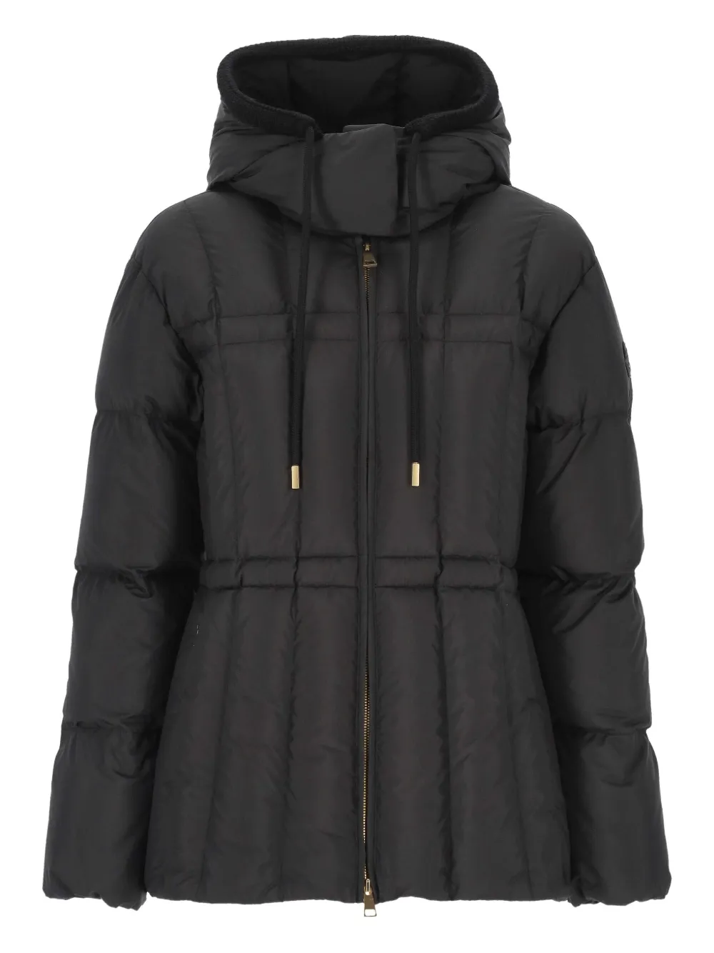 Moncler Estom Vertical-quilted Hooded Short Down Jacket In Black