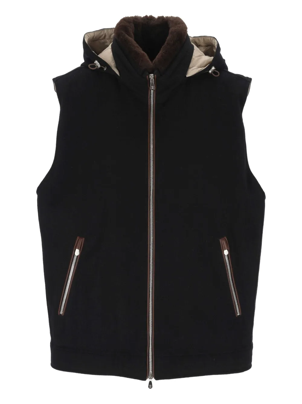 Brunello Cucinelli hooded wool gilet | Black | Image 1