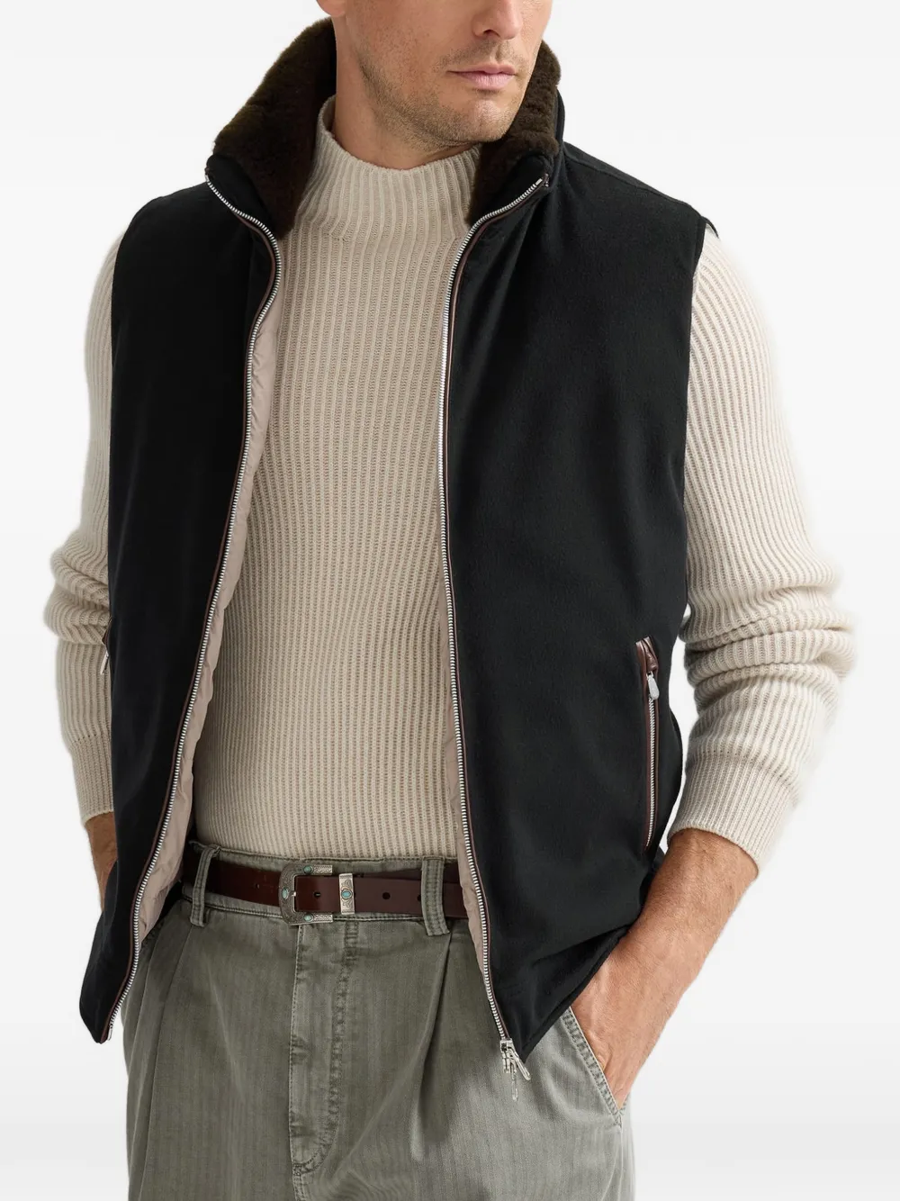 Brunello Cucinelli Wollen gilet met capuchon Zwart