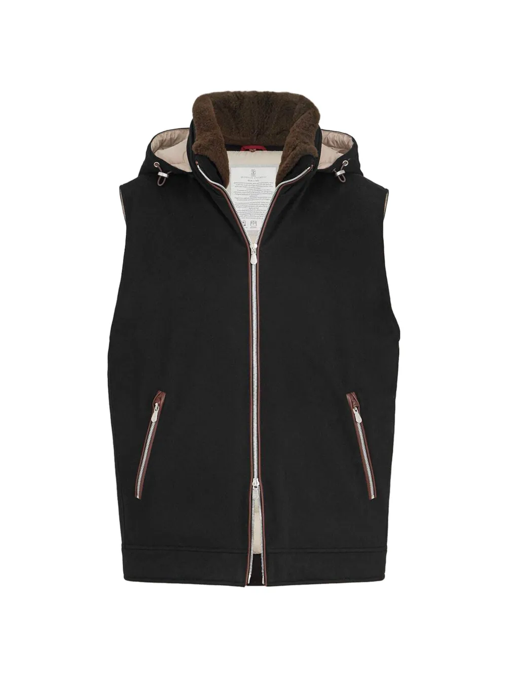 Brunello Cucinelli Wollen gilet met capuchon Zwart