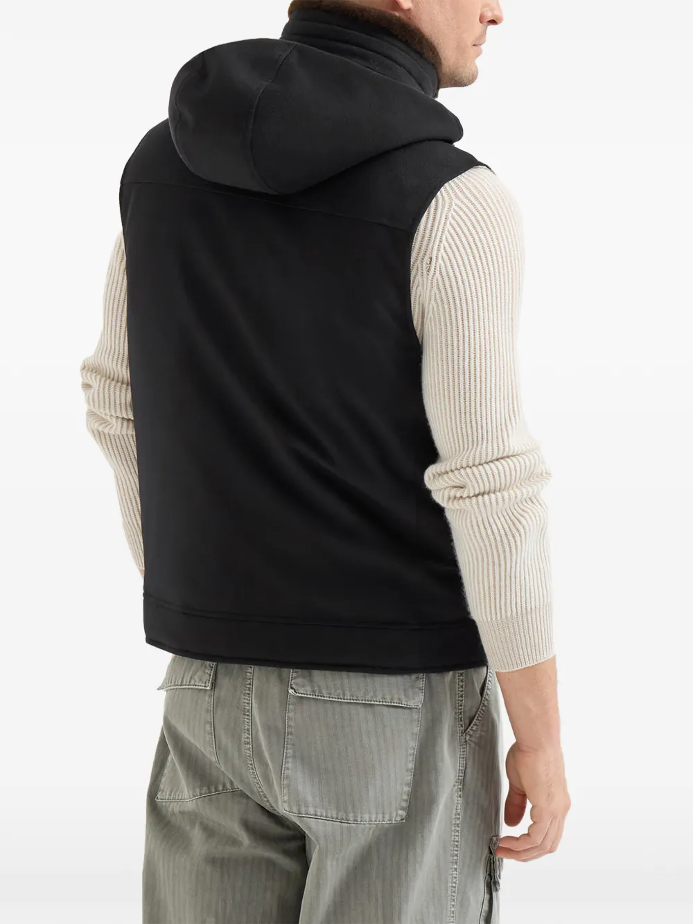 Brunello Cucinelli Wollen gilet met capuchon Zwart