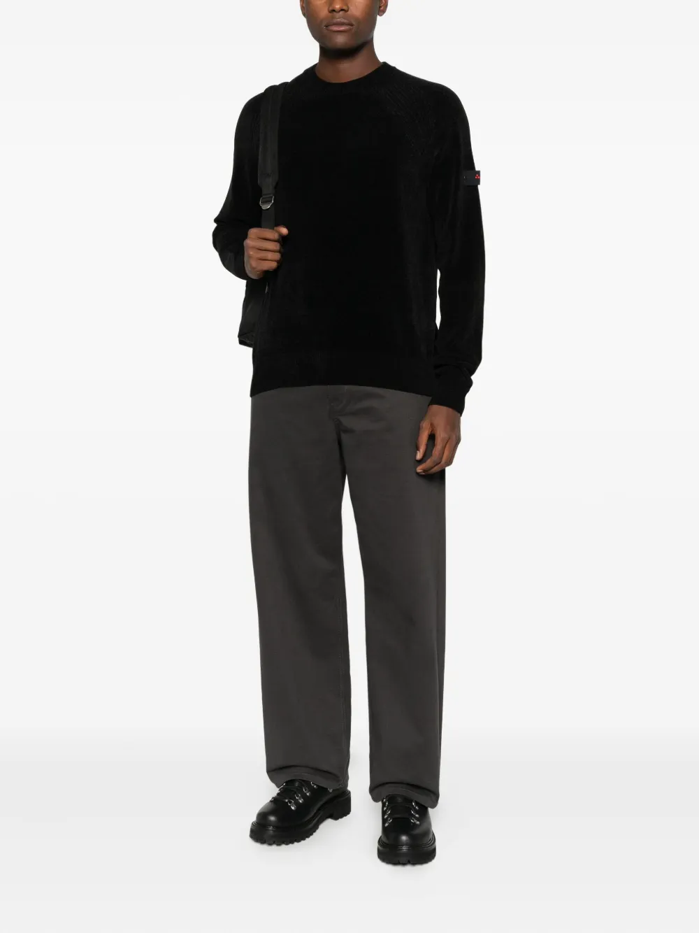 Peuterey Textured Crew-neck Sweater In Black