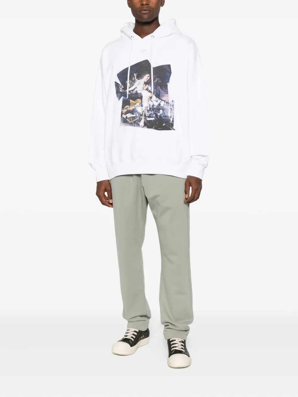 Off-white Graphic-print Hoodie In Neutral