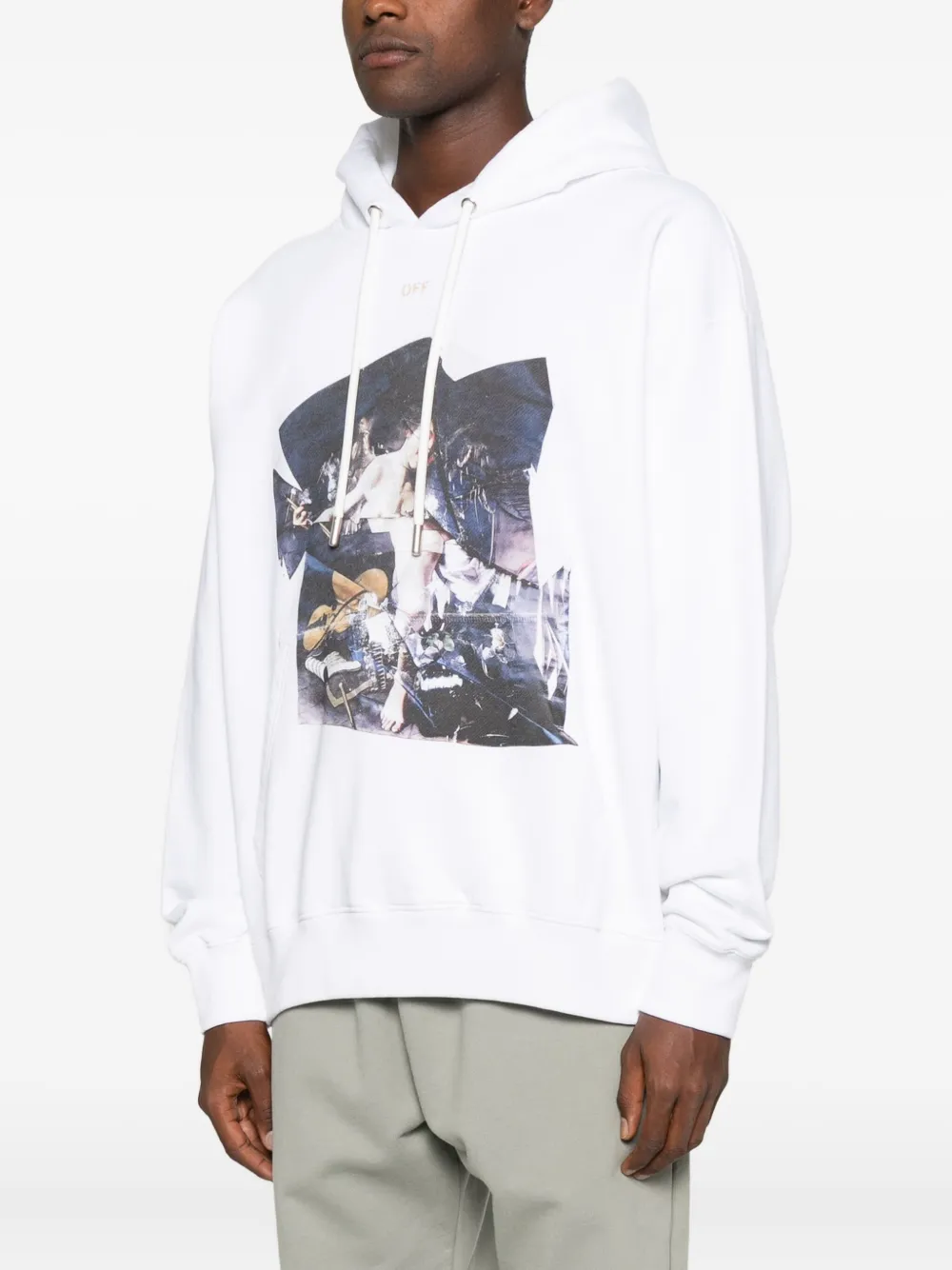 Off-white Graphic-print Hoodie In Neutral