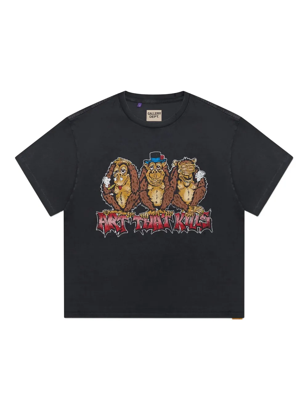 GALLERY DEPT. See No Evil monkey-print cotton T-shirt | Black | Image 1