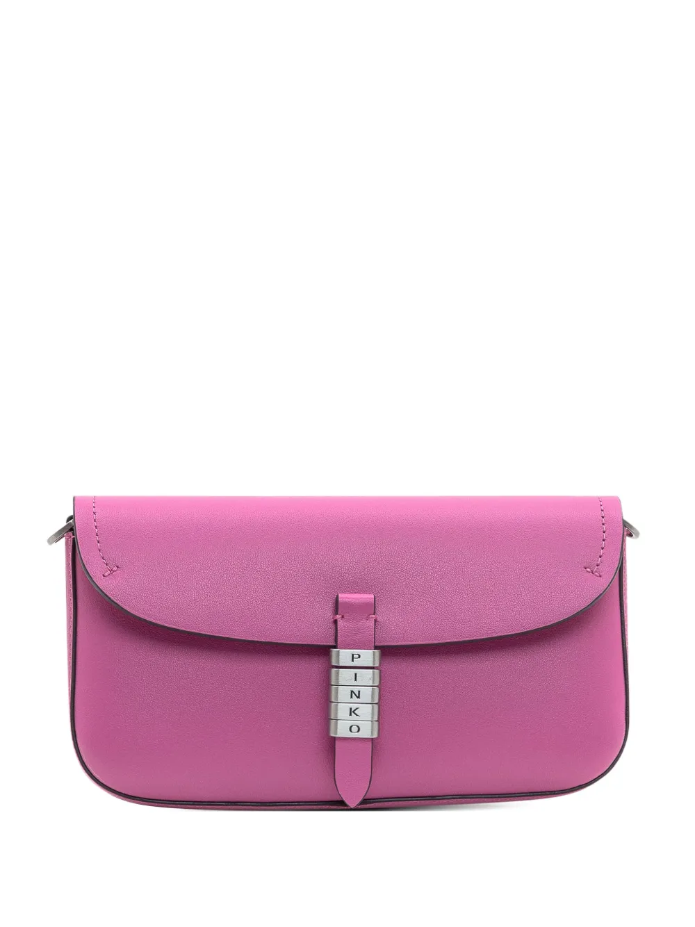 Pinko Letter Detail Saddle Flat Cross Body Bag In Pink