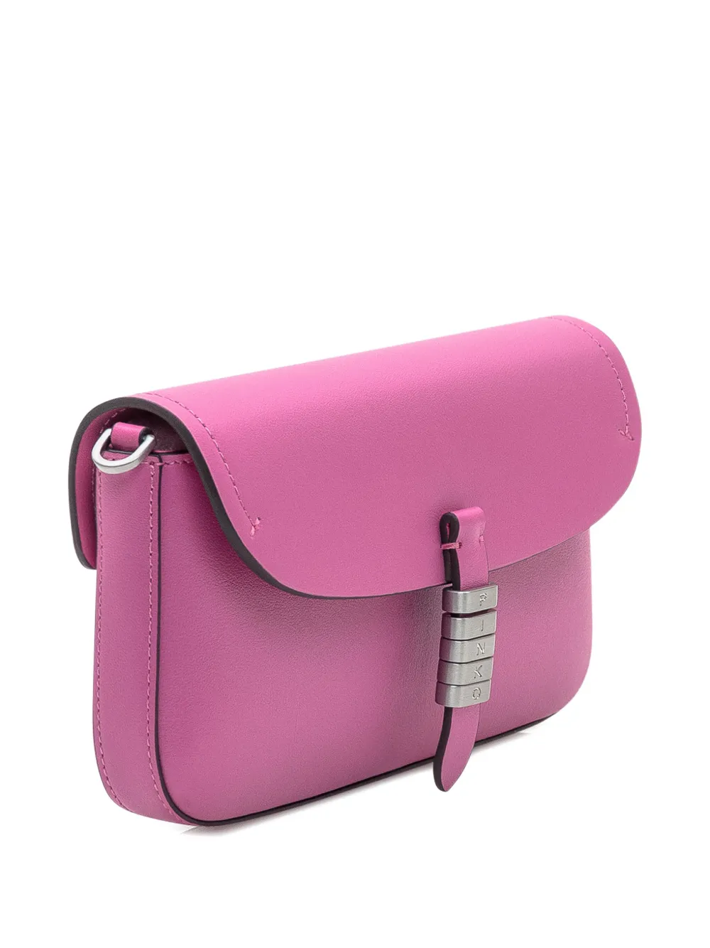 Pinko Letter Detail Saddle Flat Cross Body Bag In Pink