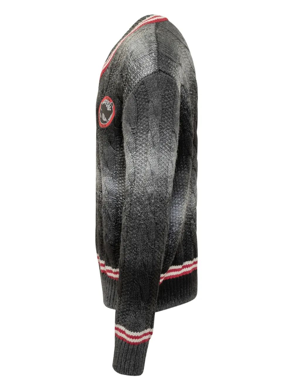 GCDS Kittho kabelgebreide trui met V-hals Zwart