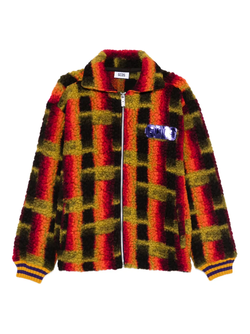 GCDS teddy-texture zip jacket | Brown | Image 1