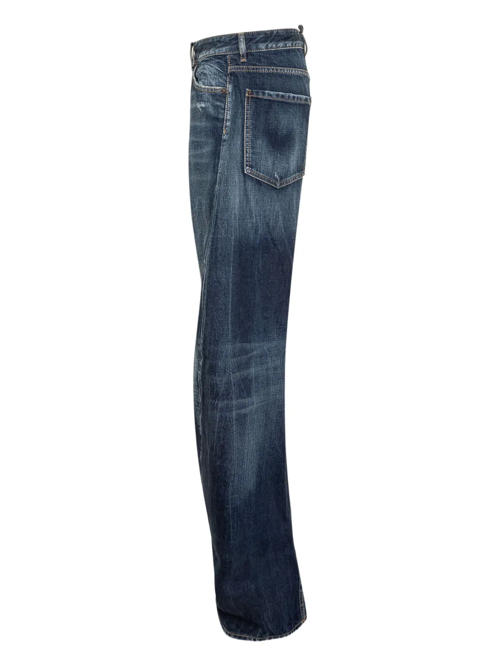Dsquared2 Denim Blue Vintage Effect Wide Leg Jeans In Blue