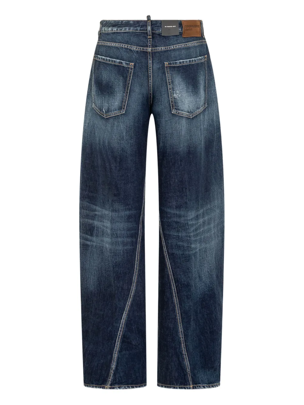 Dsquared2 Denim Blue Vintage Effect Wide Leg Jeans In Blue
