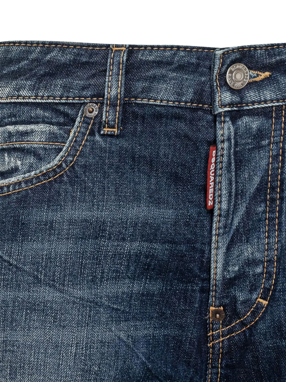 Dsquared2 Denim Blue Vintage Effect Wide Leg Jeans In Blue