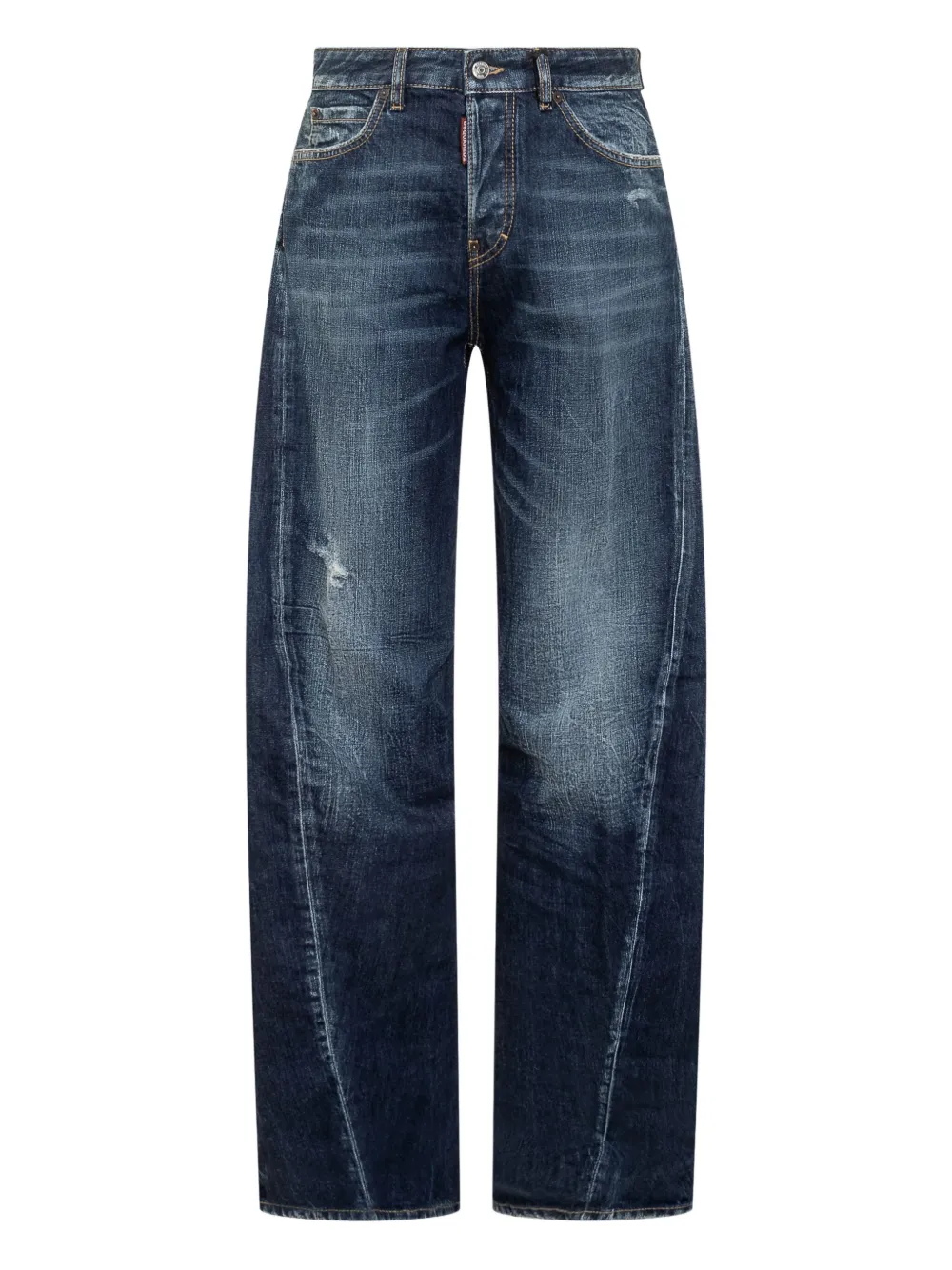 Dsquared2 Denim Blue Vintage Effect Wide Leg Jeans In Blue