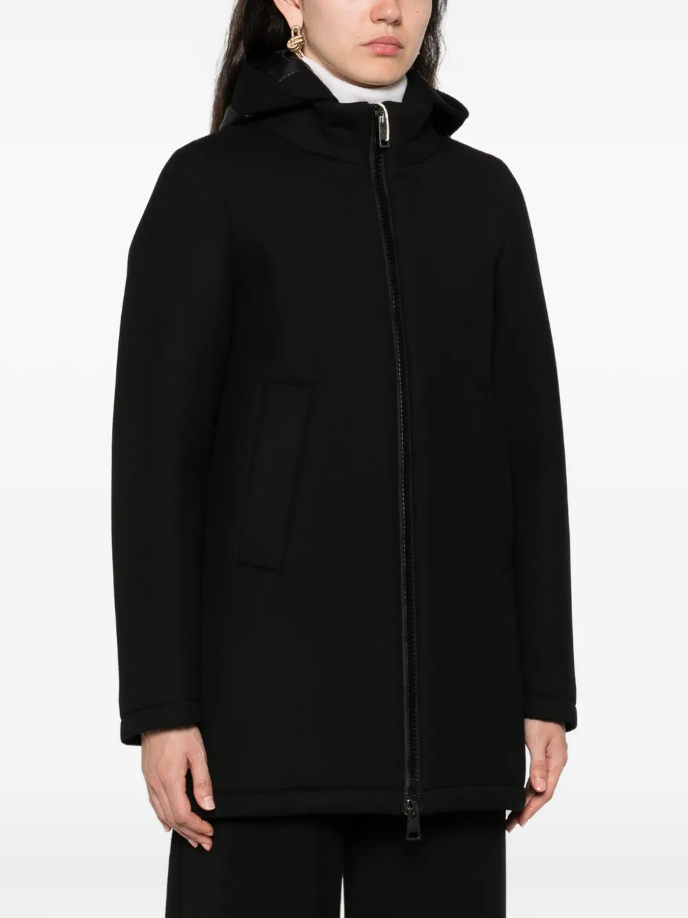 Herno Jas met capuchon en rits Zwart