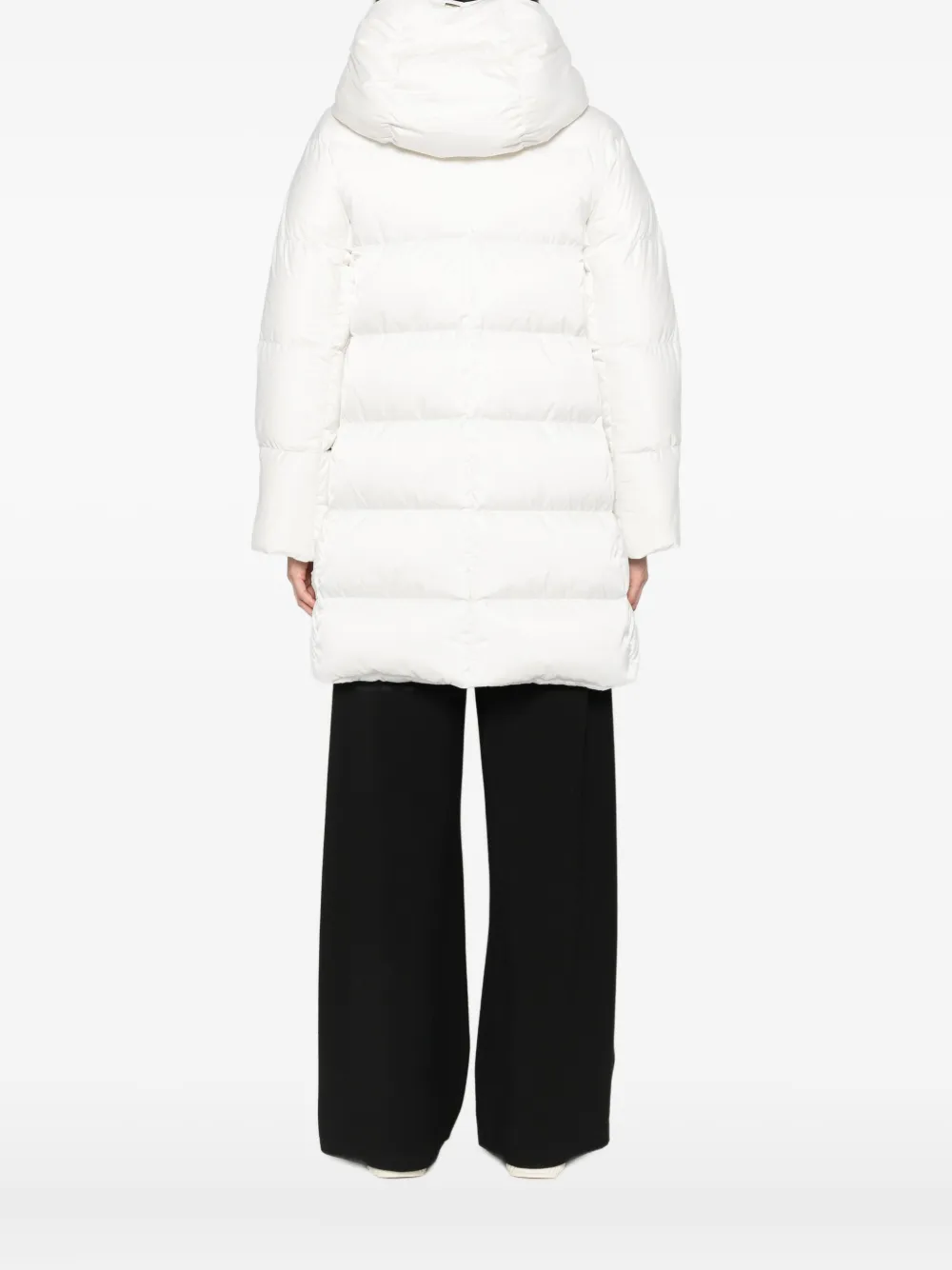 Herno Long Quilted Jacket With High Neck And Hood In White