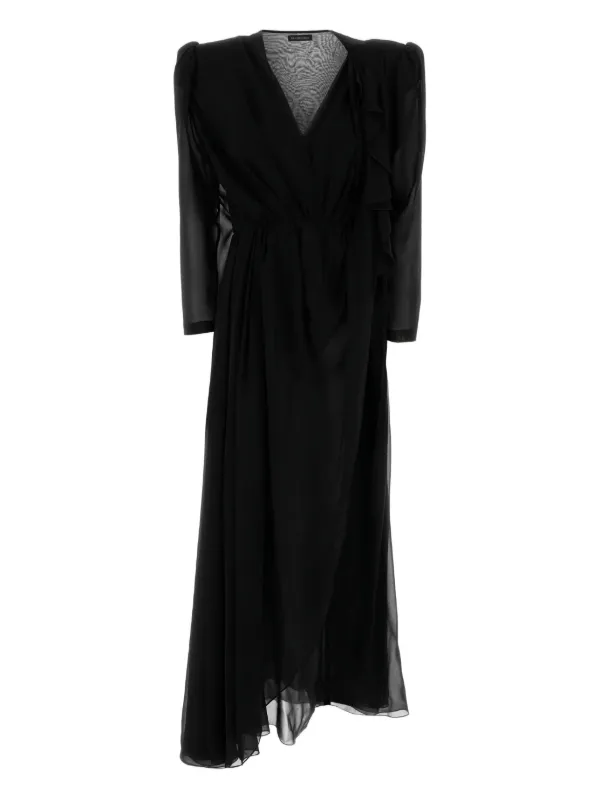 black asymmetrical wrap dress Asymmetrical Wrap Dress main image 1