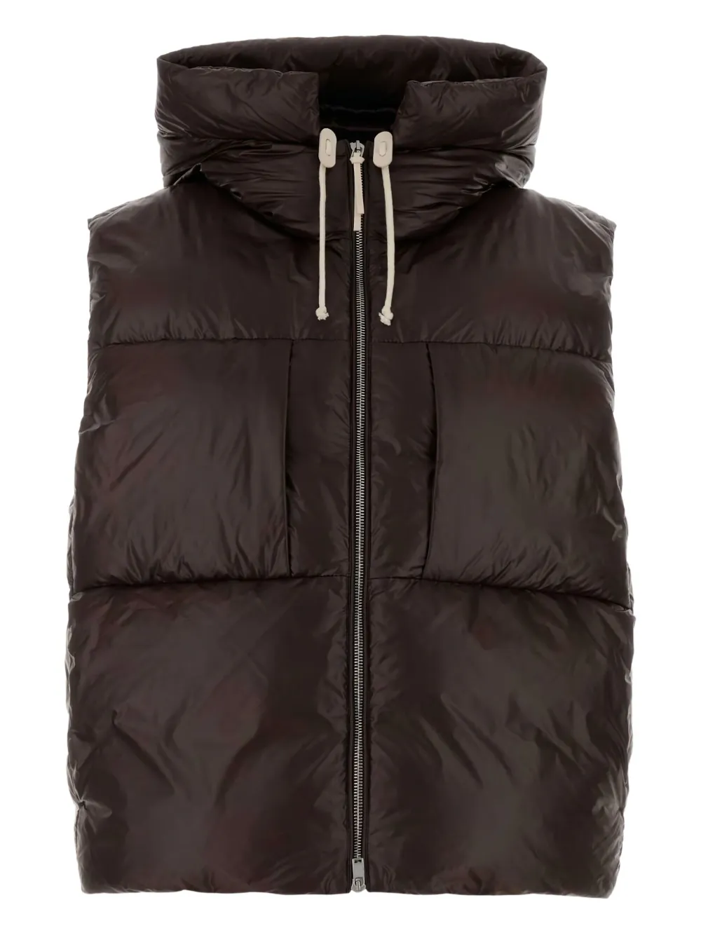 Jil Sander Hooded Quilted Down Jacket Drawstring Detail In Animal Print
