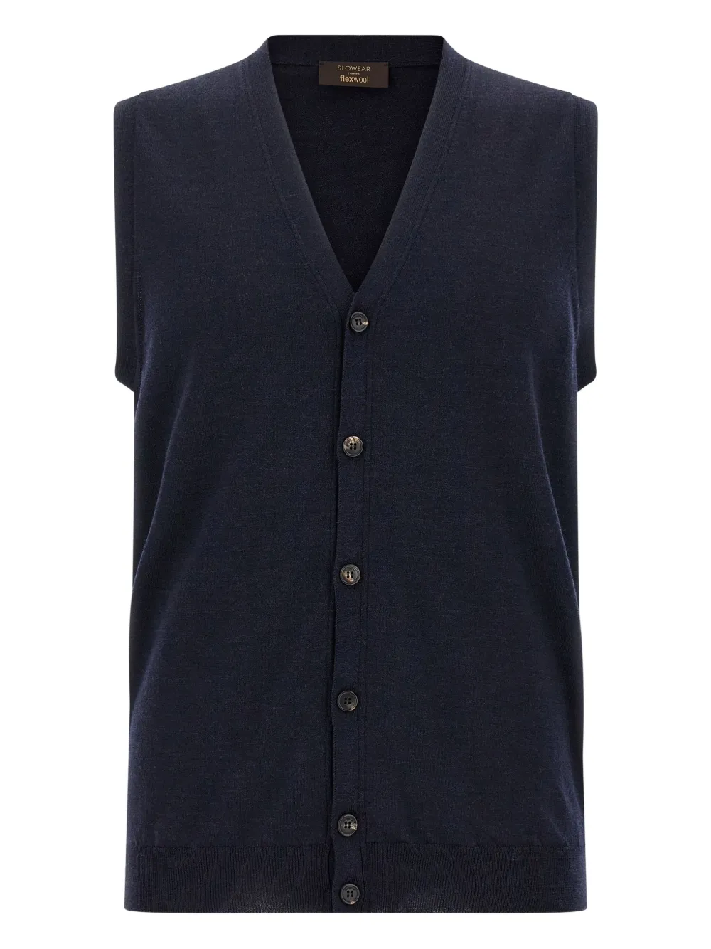 Zanone Sleeveless V-neck Ribbed Knit Vest In Blue