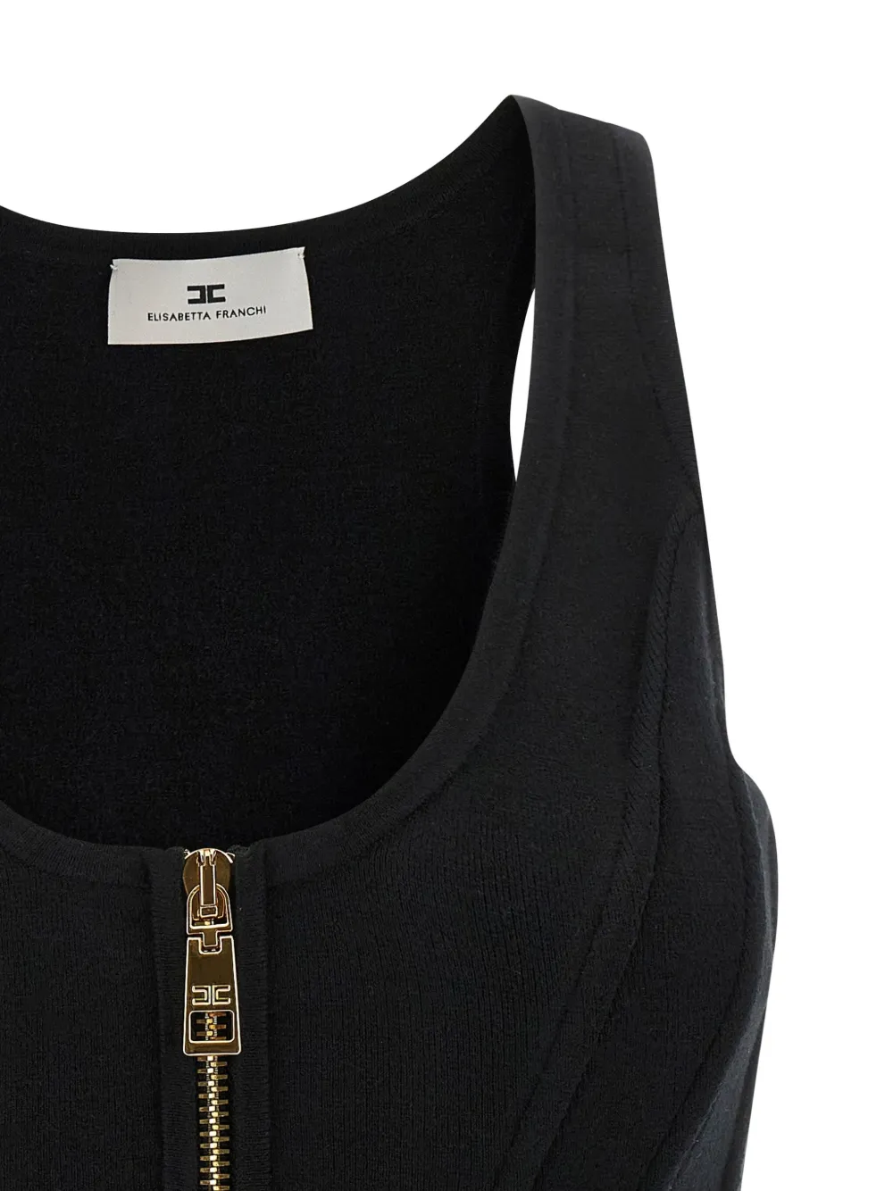 Elisabetta Franchi Structured Wool Blend Bustier Top In Black