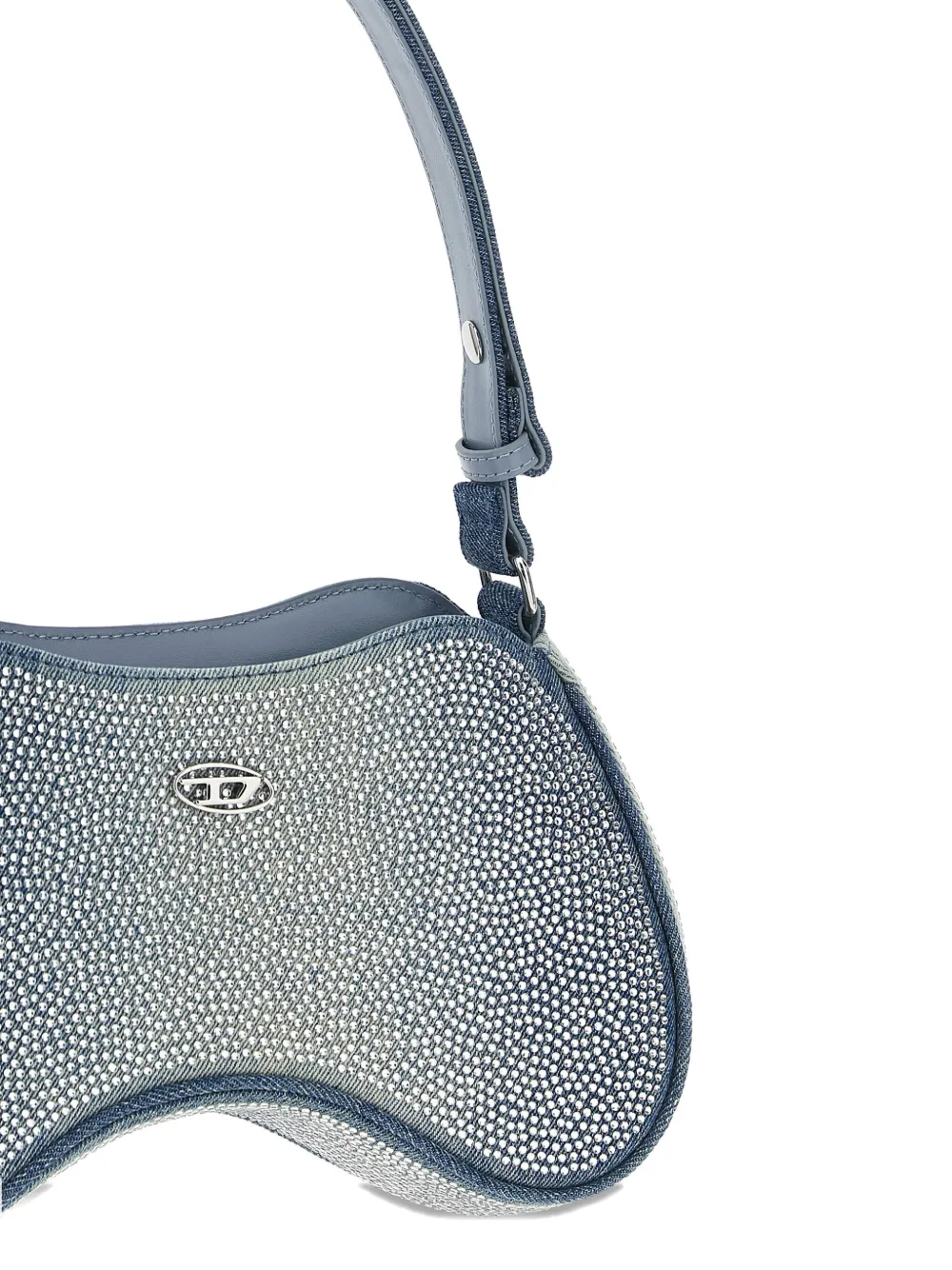 Diesel Rhinestone-embellished Shoulder Bag In Blue