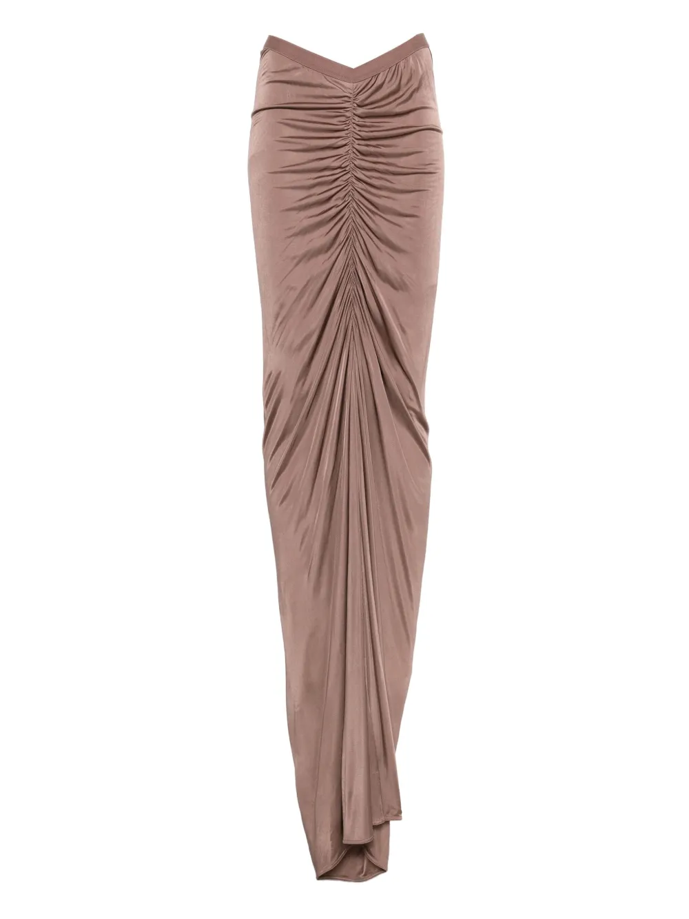 Rick Owens Ruched Draped Skirt In Brown