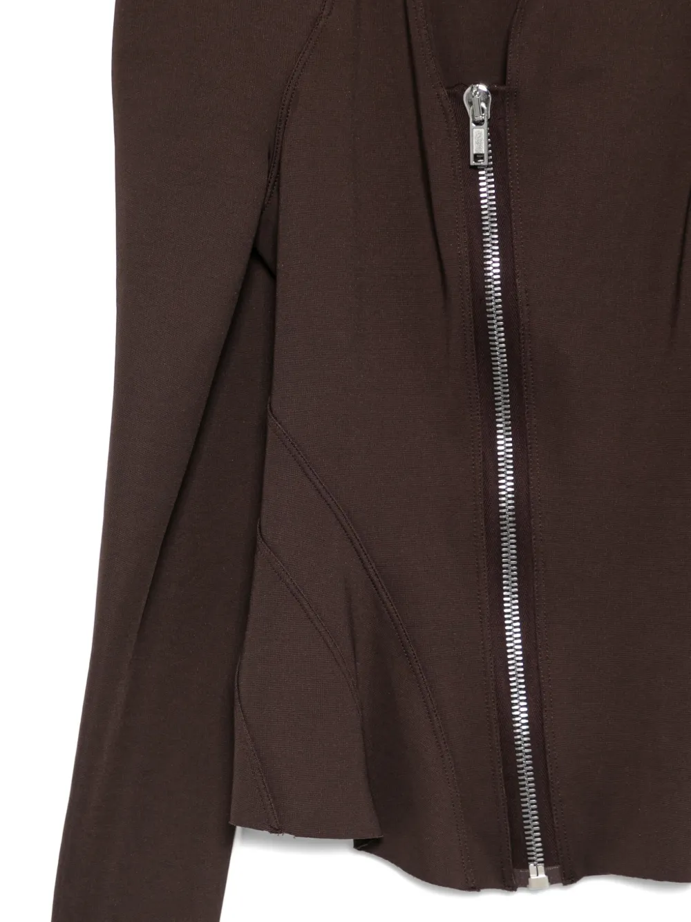 Rick Owens Modern Fitted Jacket Asymmetric Zip In Brown
