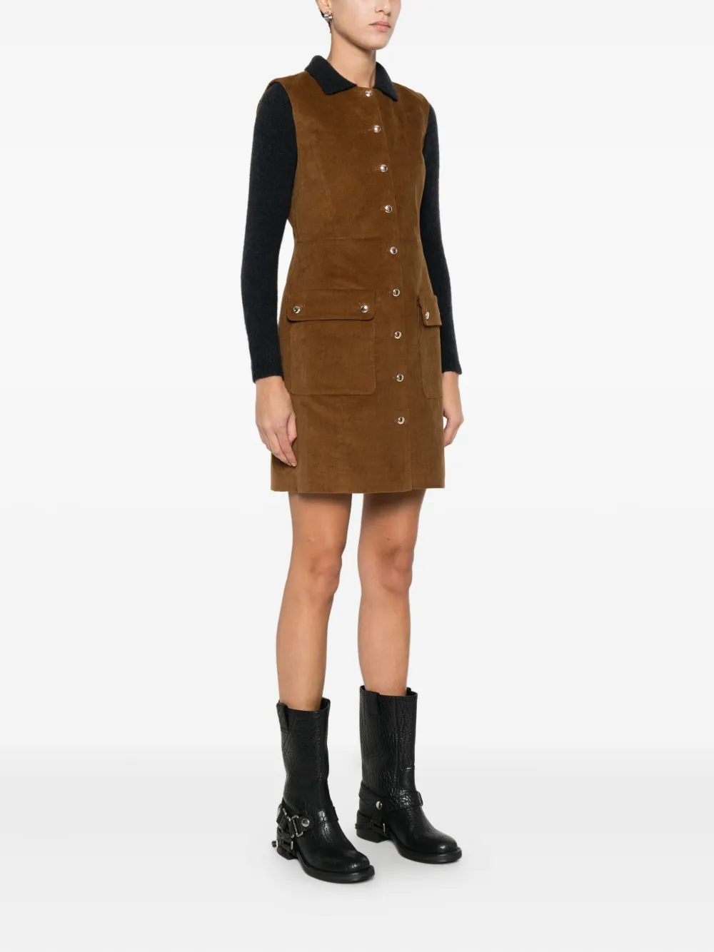 Maje Jurk met ronde hals Bruin