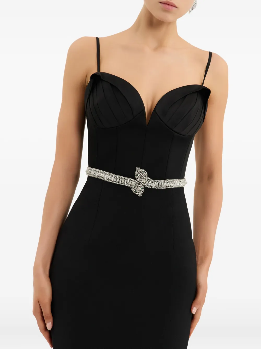 Rebecca Vallance Lilith midi-jurk met slangenriem Zwart