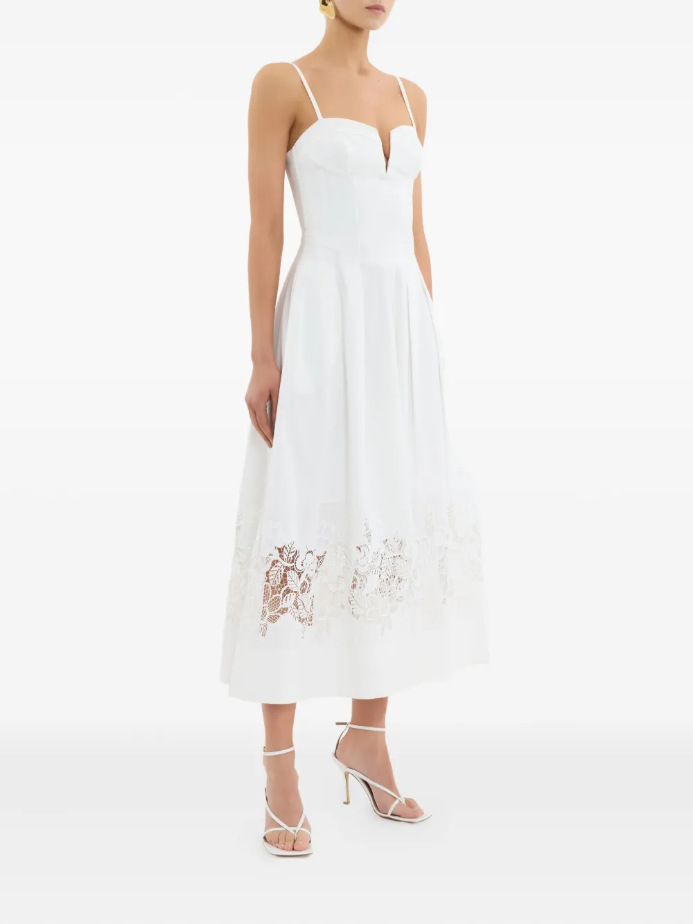 Rebecca Vallance Montreux Lace Midi Dress In White