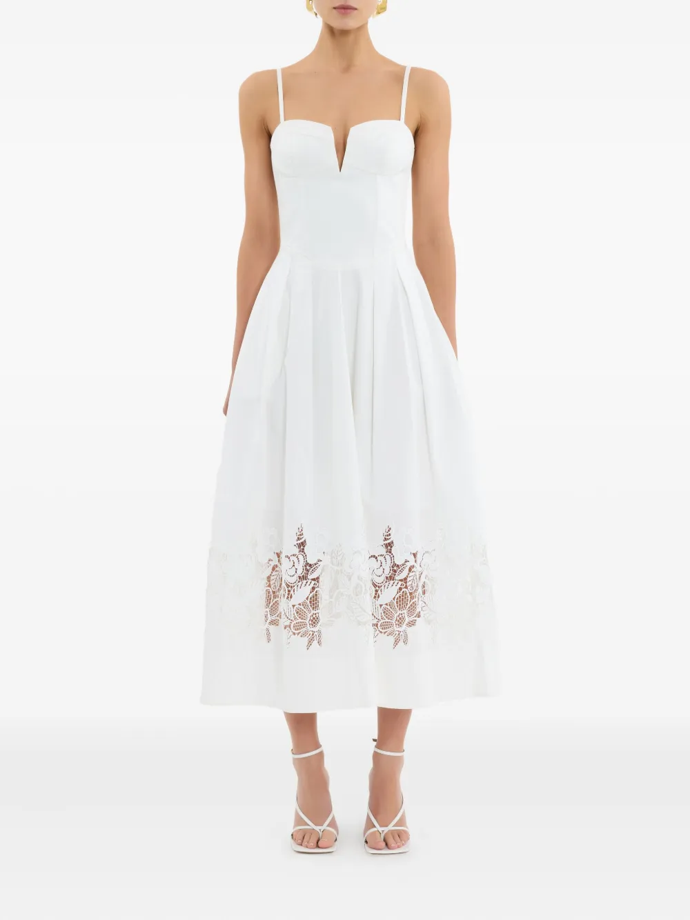 Rebecca Vallance Montreux midi-jurk met kant - Wit