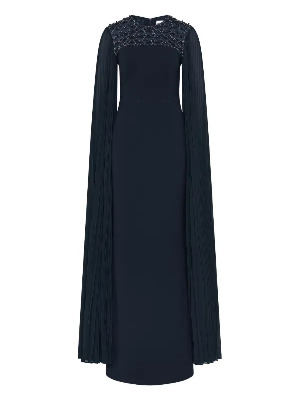 Rebecca Vallance Memphis Embellished Pleated Gown in Blue