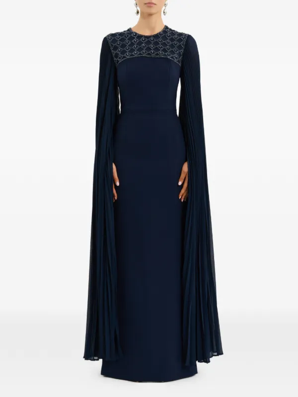 Rebecca Vallance Embellished Pleated Gown - Blue Rebecca Vallance Embellished Pleated Gown - Blue