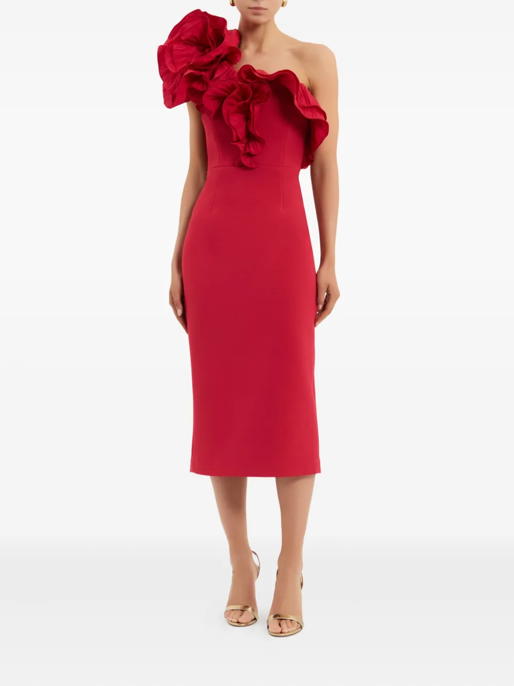 Rebecca Vallance Zarya midi-jurk met ruches - Rood