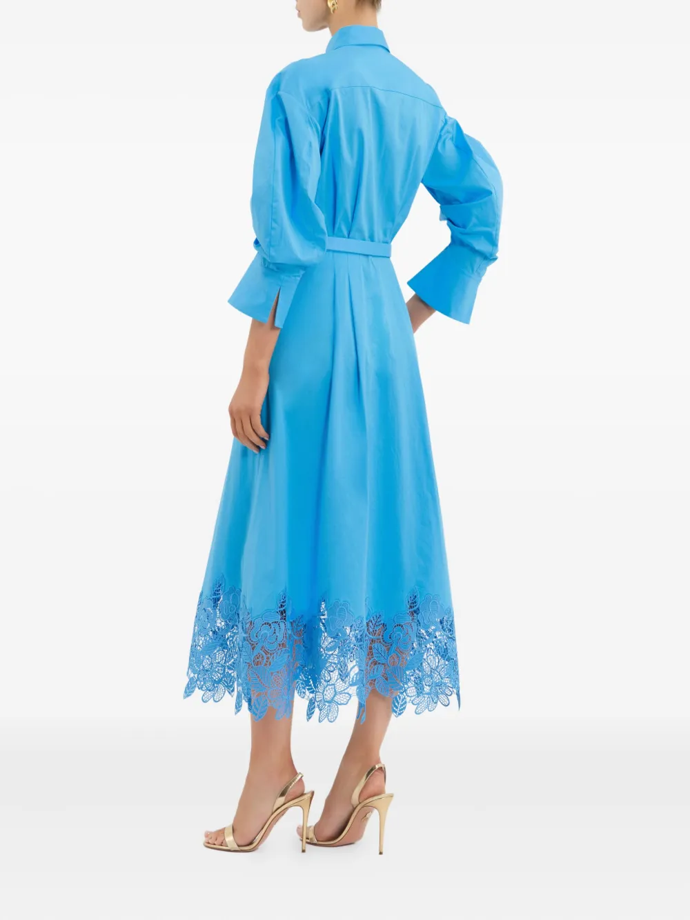 Rebecca Vallance Montreux Lace Shirt Midi Dress In Blue